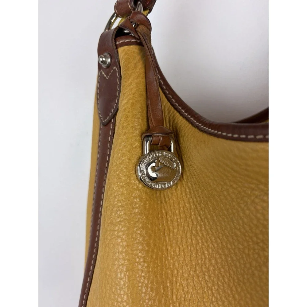 Dooney & Bourke Purse Pebble Leather Zip Satchel Shoulder Bag Mustard Yellow